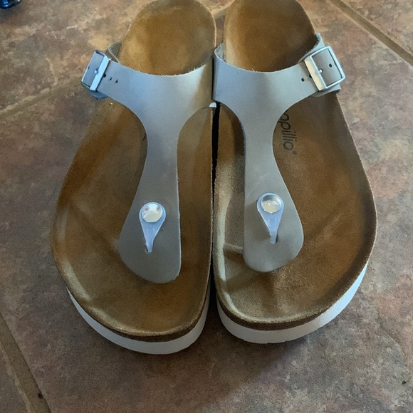 Birkenstock Papillio Gizeh Platform Sandal Green Nubuck Womens size 10 EU 41 - Picture 7 of 8